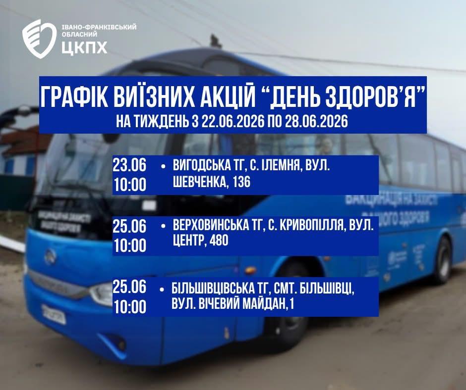 «Дні здоровʼя на Прикарпатті»: де працюватимуть виїзні бригади медиків