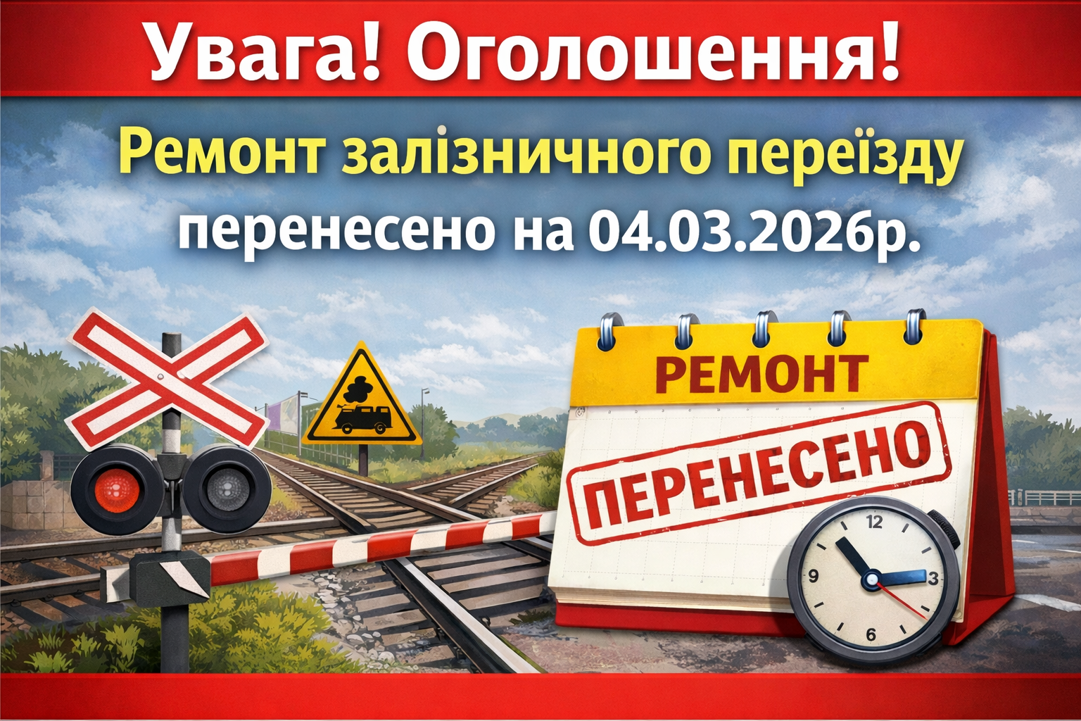 Через ремонт залізничного переїзду на Прикарпатті обмежать рух авто